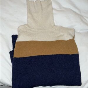 J. Crew Cream, Tan, and Navy Turtleneck Sweater